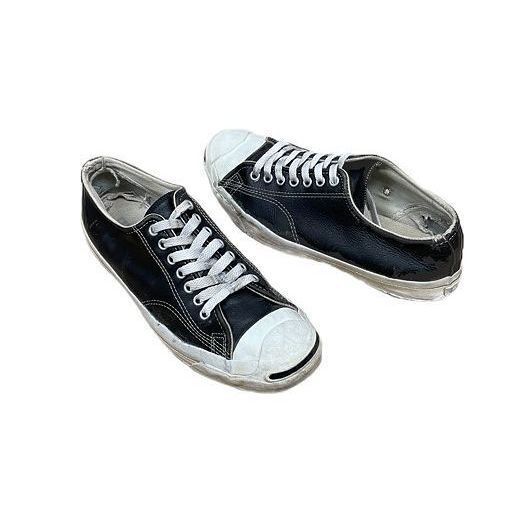 90's 米国製 雰囲気あり ビンテージ コンバース ジャックパーセル CONVERSE JACK PURCELL ブラックレザー 黒 サイズ26.5  | loafers