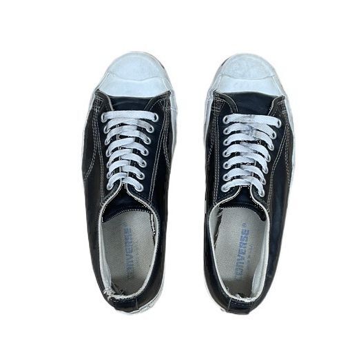 90's 米国製 雰囲気あり ビンテージ コンバース ジャックパーセル CONVERSE JACK PURCELL ブラックレザー 黒 サイズ26.5  | loafers